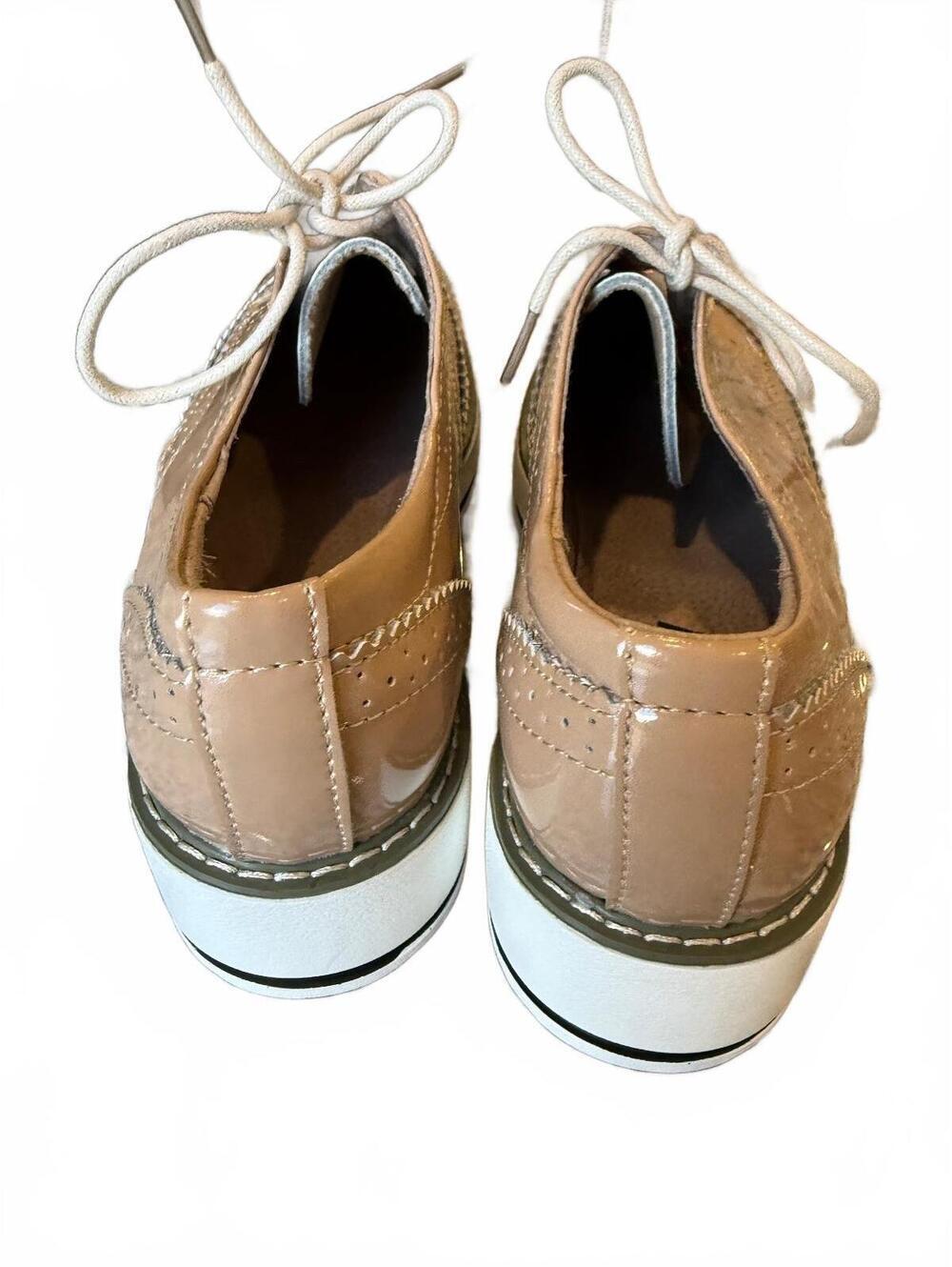 Dadawen Tan Patent Leather Wingtip Platform Oxford Shoes Women's EU 40 / US 9 - Picture 5 of 6